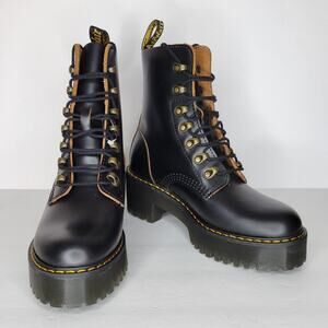 🆕️ DR MARTENS Leona 7 Hook Combat Boots Black Vintage Smooth Women's sz 6